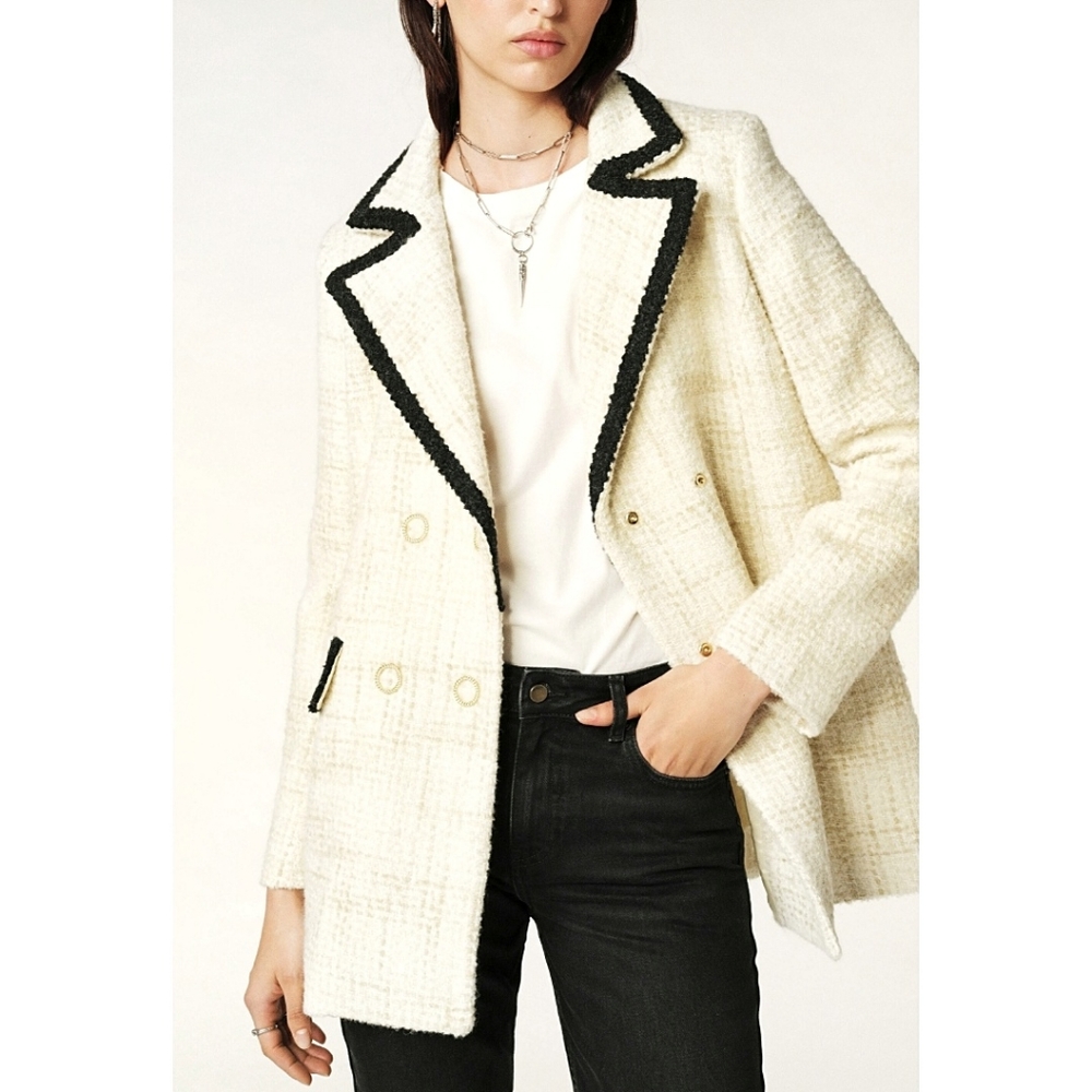 Ba&sh Fiara Tweed Twee Double Breasted Jacket Coat